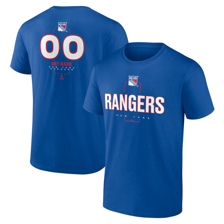 Men's New York Rangers Blue Personalized Name & Number Midfielder T-Shirt - Jersey