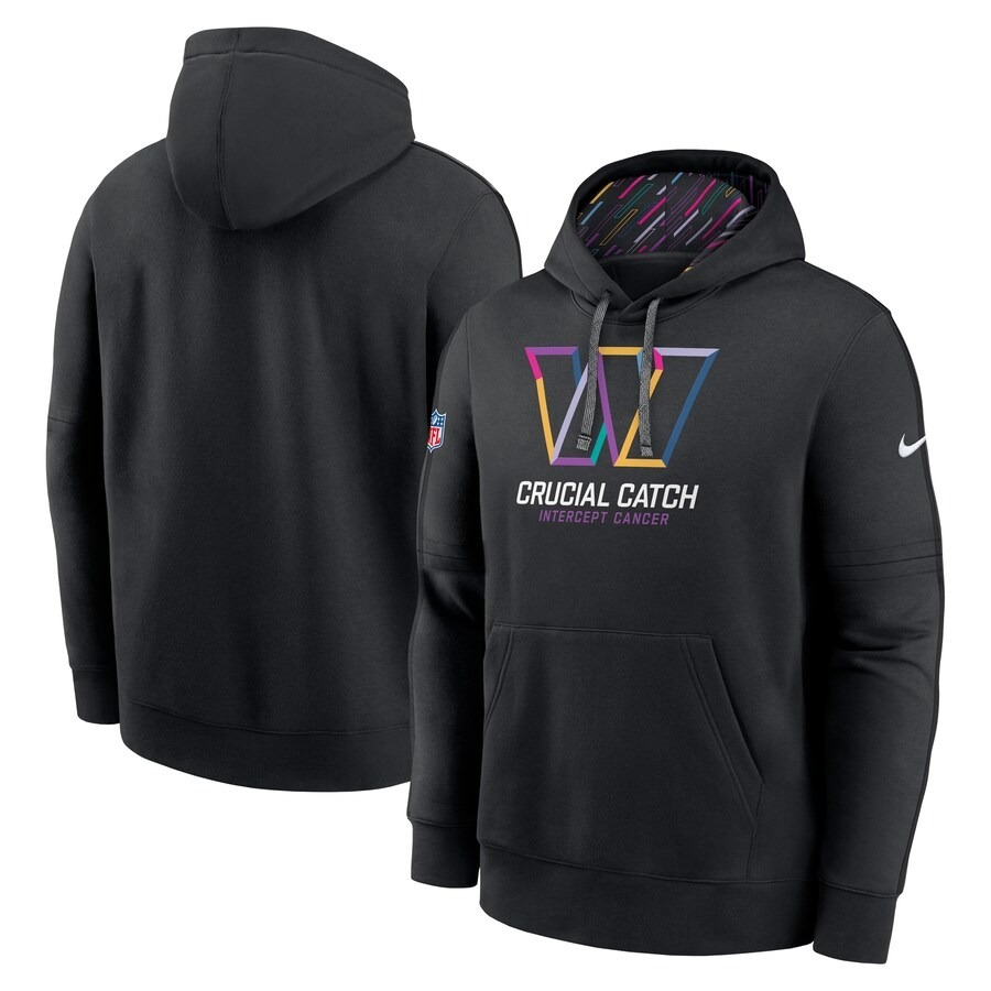 Men's Washington Commanders Nike Black 2024 NFL Crucial Catch Club Pullover Hoodie - Jersey