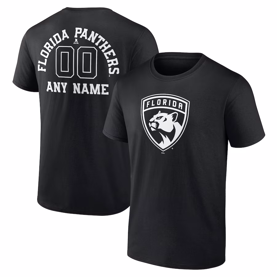 Men's Florida Panthers Black Personalized Name & Number Monochrome T-Shirt - Jersey