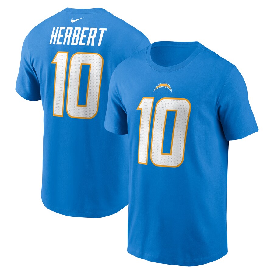 Men's Los Angeles Chargers Justin Herbert Nike Powder Blue Player Name & Number T-Shirt - Jersey