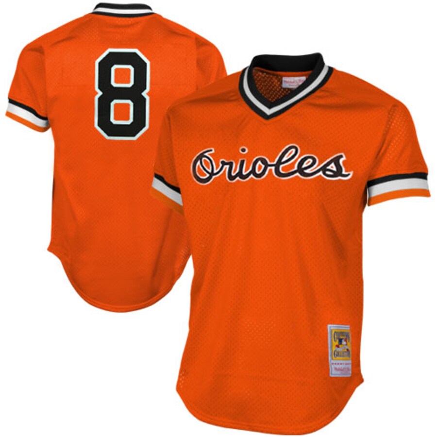 Men's Baltimore Orioles Cal Ripken Jr Mitchell & Ness Orange 1988 Authentic Cooperstown Collection Mesh Batting Practice Jersey - Jersey