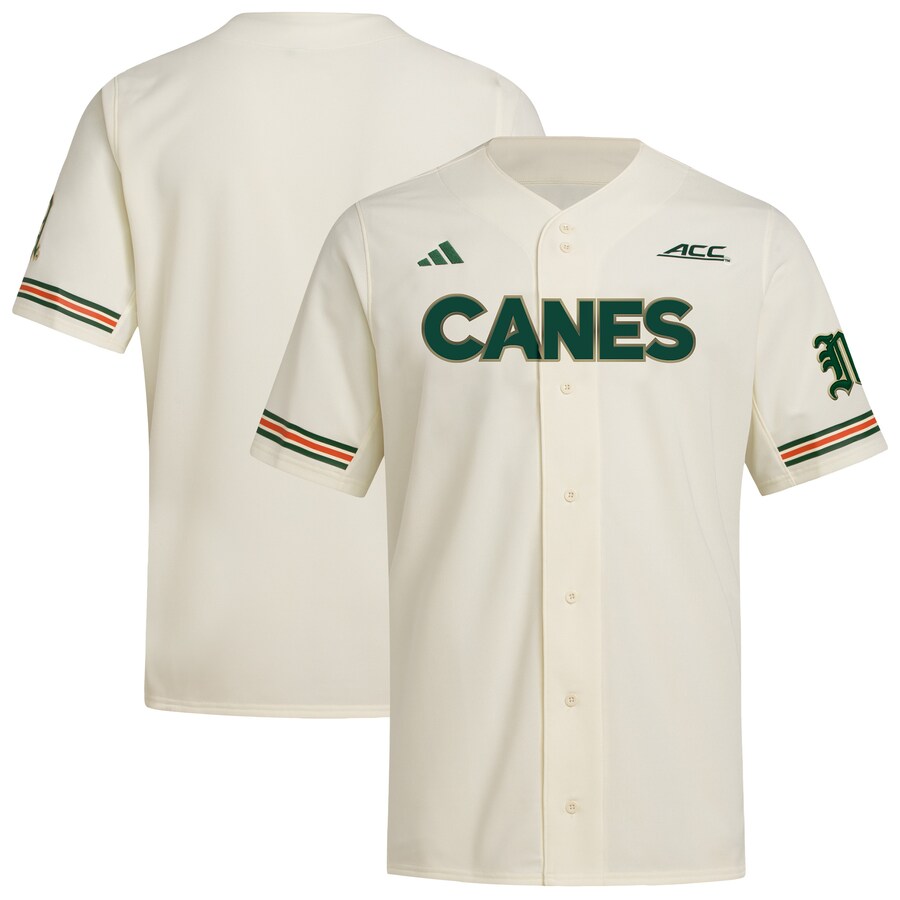Men's adidas  Cream Miami Hurricanes Replica Baseball Jersey - Jersey
