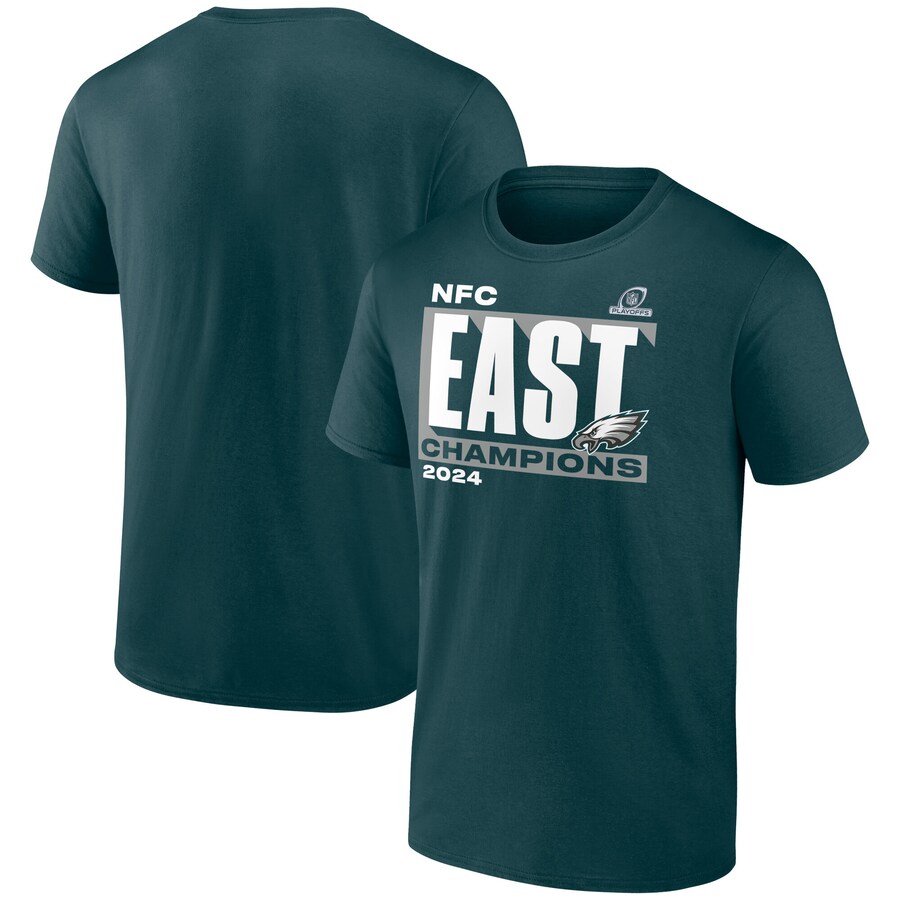 Men's Philadelphia Eagles  Fanatics Midnight Green 2024 NFC East Division Champions Conquer T-Shirt - Jersey