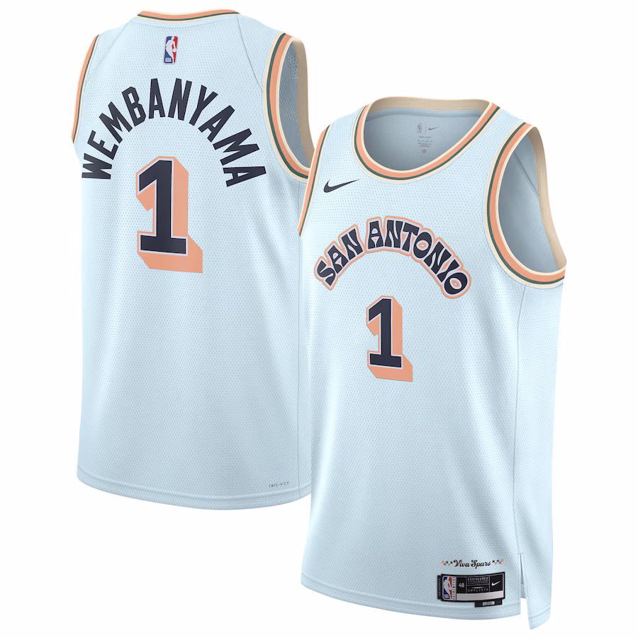 Unisex San Antonio Spurs Victor Wembanyama Nike Light Blue 2024/25 Swingman Player Jersey - City Edition - Jersey
