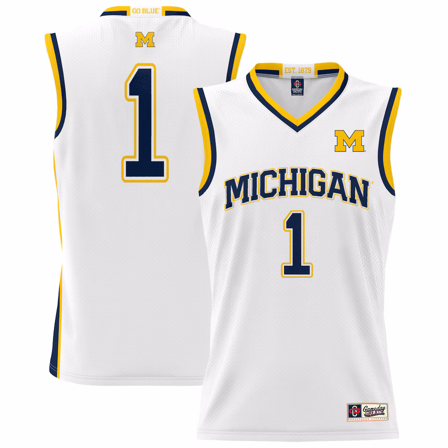 Youth GameDay Greats #1 White Michigan Wolverines Lightweight Basketball Jersey - Jersey