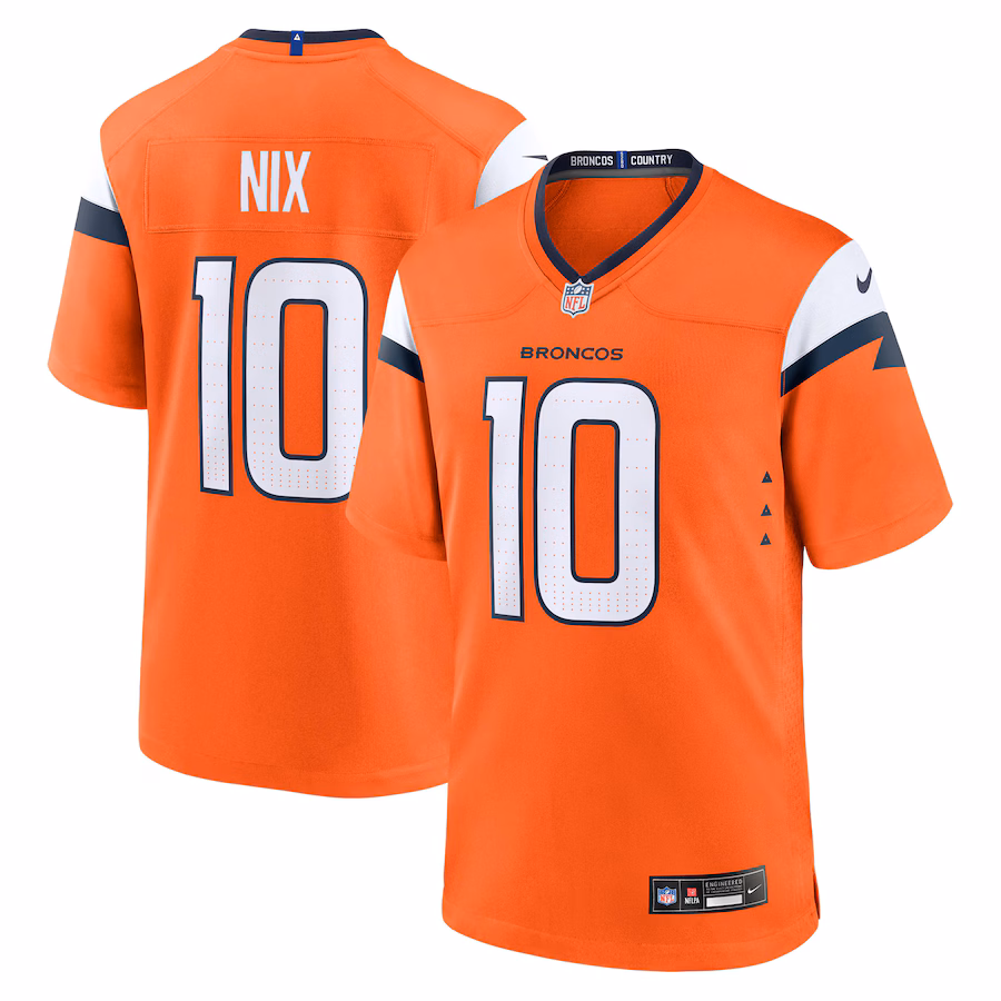 Youth Denver Broncos Bo Nix Nike Orange Game Jersey - Jersey