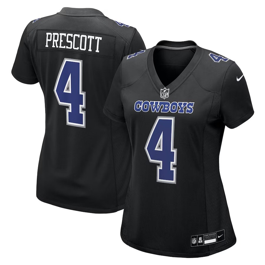 Women's Dallas Cowboys Dak Prescott Nike Carbon Black Fashion Game Jersey - Jersey