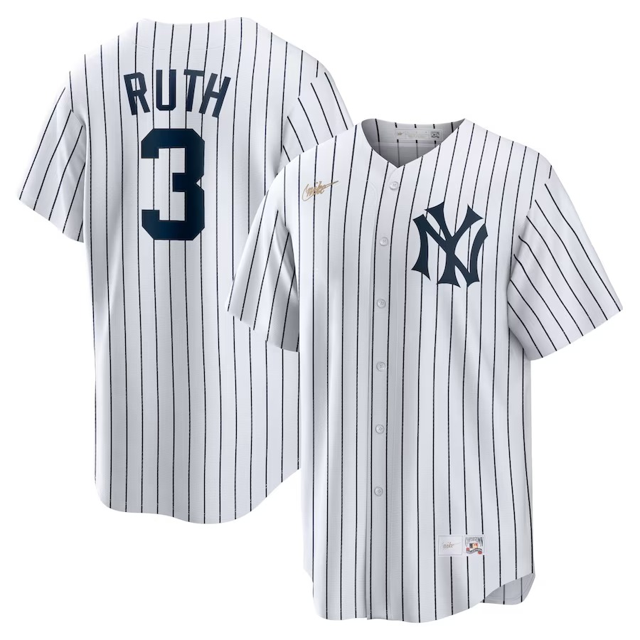 Men's New York Yankees Babe Ruth Nike White Home Cooperstown Collection Player Jersey - Jersey