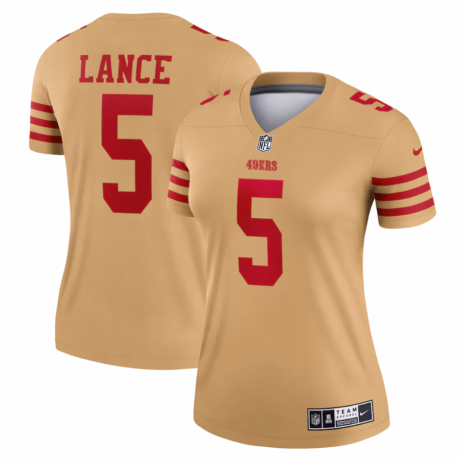 Women's San Francisco 49ers Trey Lance Nike Gold Team Inverted Legend Jersey - Jersey