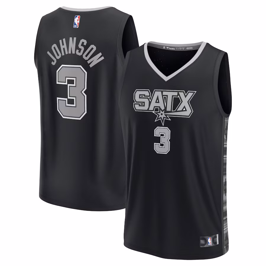 Men's San Antonio Spurs Keldon Johnson Fanatics Black Fast Break Replica Player Jersey - Statement Edition - Jersey