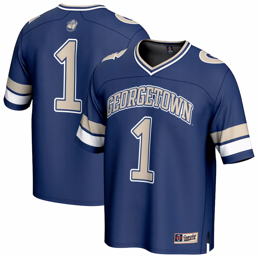 Youth GameDay Greats #1 Navy Georgetown Hoyas Lightweight Collegiate Football Fashion Jersey - Jersey