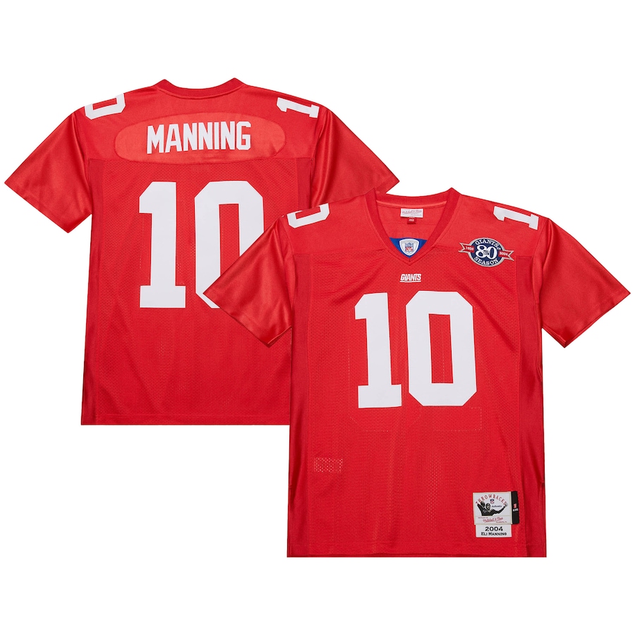 Men's New York Giants 2004 Eli Manning Mitchell & Ness Red Authentic Throwback Retired Player Jersey - Jersey
