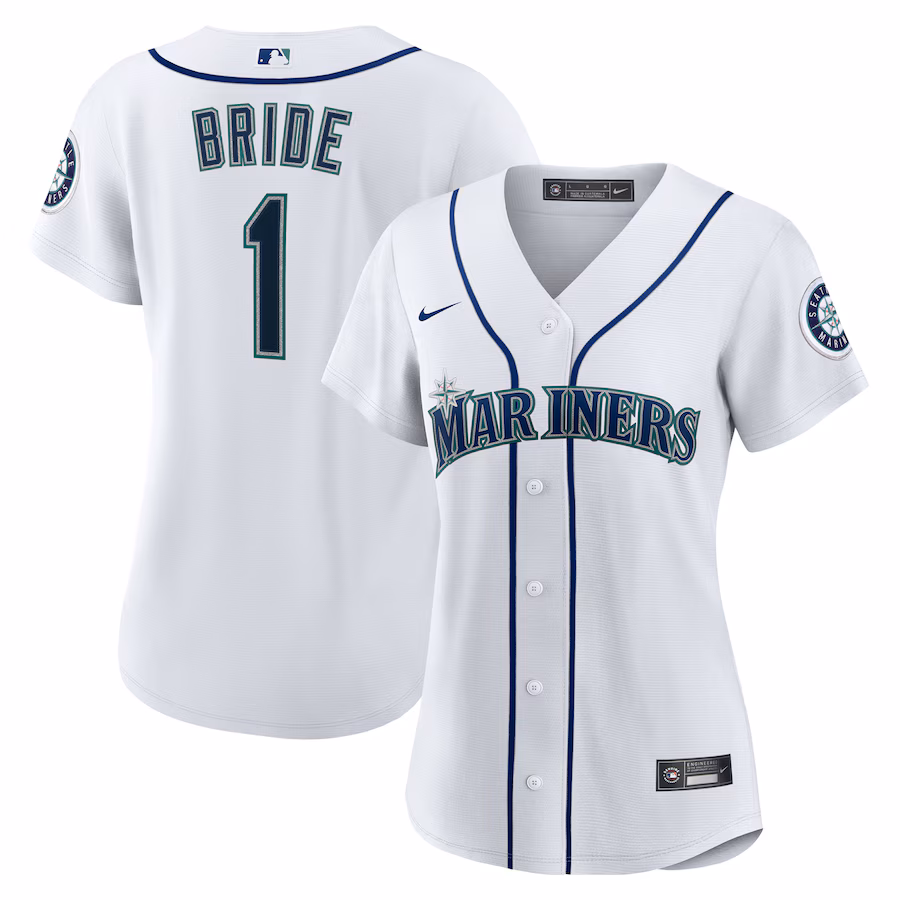 Women's Seattle Mariners Nike White #1 Bride Home Replica Jersey - Jersey