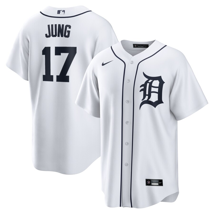 Men's Detroit Tigers Jace Jung Nike White Home Replica Jersey - Jersey