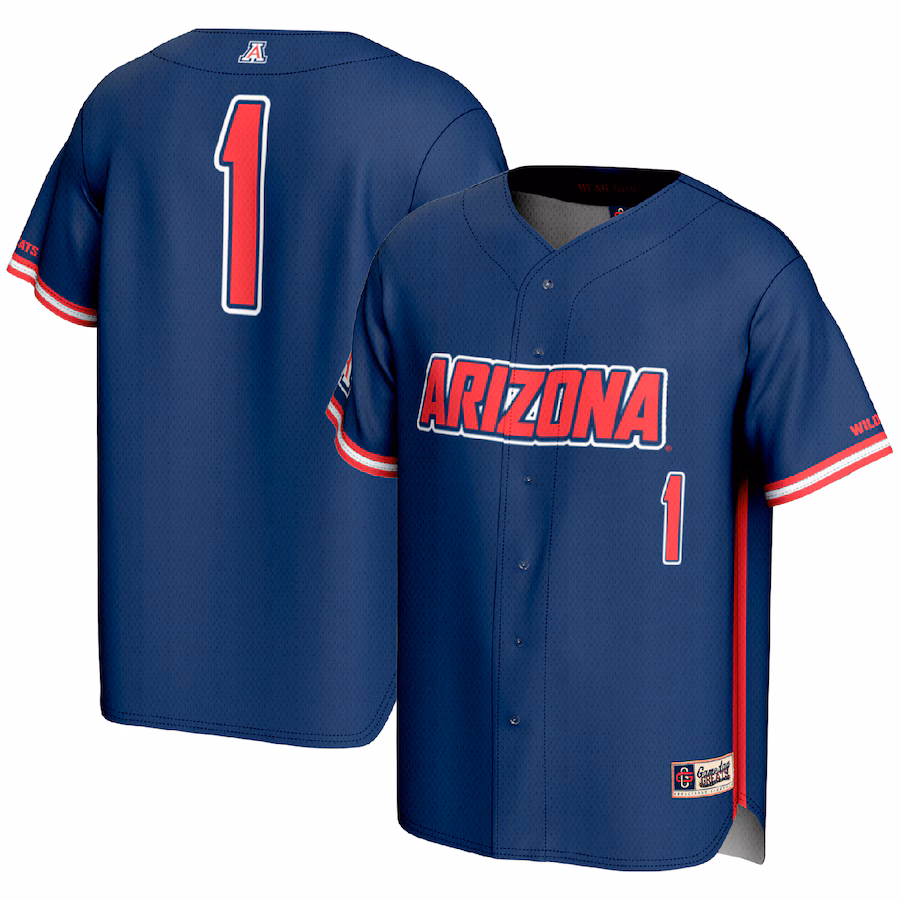 Men's GameDay Greats #1 Navy Arizona Wildcats Lightweight Baseball Fashion Jersey - Jersey