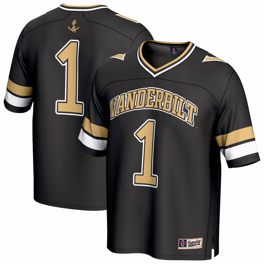 Youth GameDay Greats #1 Black Vanderbilt Commodores Lightweight Collegiate Football Fashion Jersey - Jersey