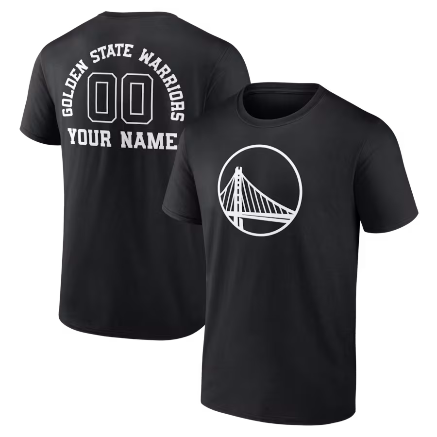 Men's Golden State Warriors Black Custom Monochrome T-Shirt - Jersey