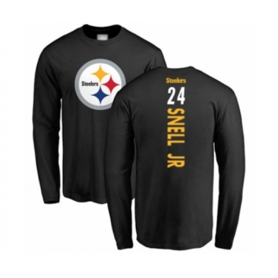 Pittsburgh Steelers #24 Benny Snell Jr. Black Backer Long Sleeve T-Shirt - Jersey