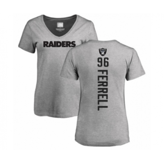 Football Women's Oakland Raiders #96 Clelin Ferrell Ash Backer T-Shirt - Jersey