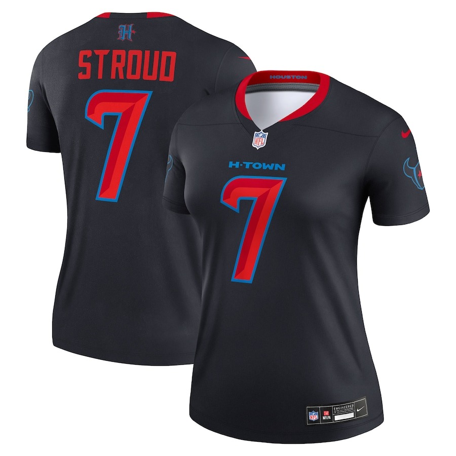 Women's Houston Texans C.J. Stroud Nike Navy Alternate Legend Player Performance Top - Jersey