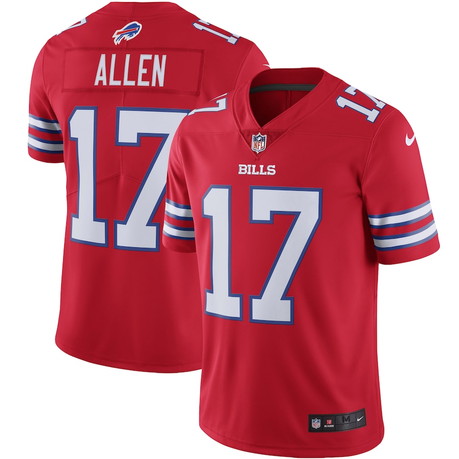 Men's Buffalo Bills Josh Allen Nike Red Color Rush Vapor Limited Jersey - Jersey