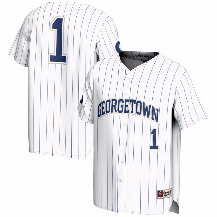Men's GameDay Greats #1 White Georgetown Hoyas Lightweight Baseball Fashion Jersey - Jersey