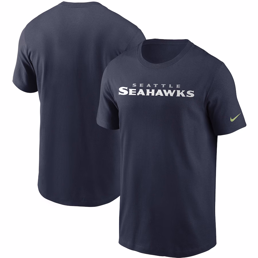 Men's Seattle Seahawks Nike College Navy Team Wordmark T-Shirt - Jersey