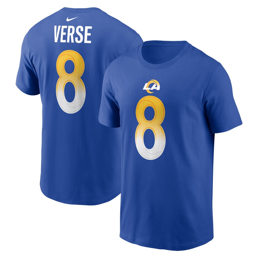 Men's Los Angeles Rams Jared Verse Nike Royal 2024 NFL Draft First Round Pick Name & Number T-Shirt - Jersey