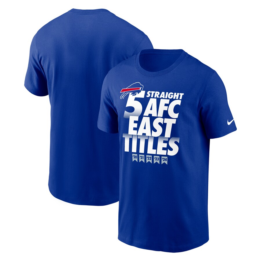 Men's Buffalo Bills Nike Royal Five-Straight AFC East Division Champions Our Time Is Now T-Shirt - Jersey