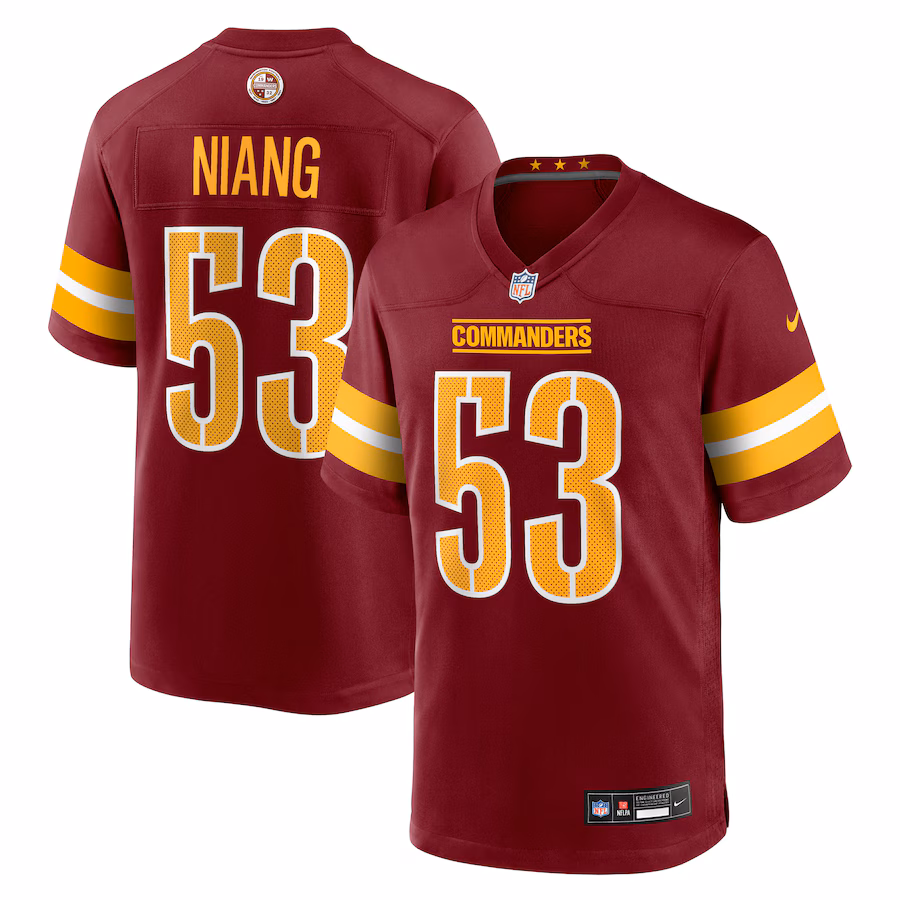 Men's Washington Commanders Lucas Niang Nike Burgundy Team Game Jersey - Jersey