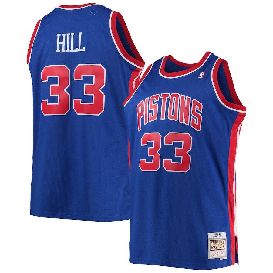 Men's Detroit Pistons Grant Hill Mitchell & Ness Blue 1995/96 Big & Tall Hardwood Classics Swingman Jersey - Jersey