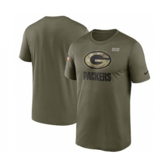 Men's Green Bay Packers Football Olive 2021 Salute To Service Legend Performance T-Shirt - Jersey