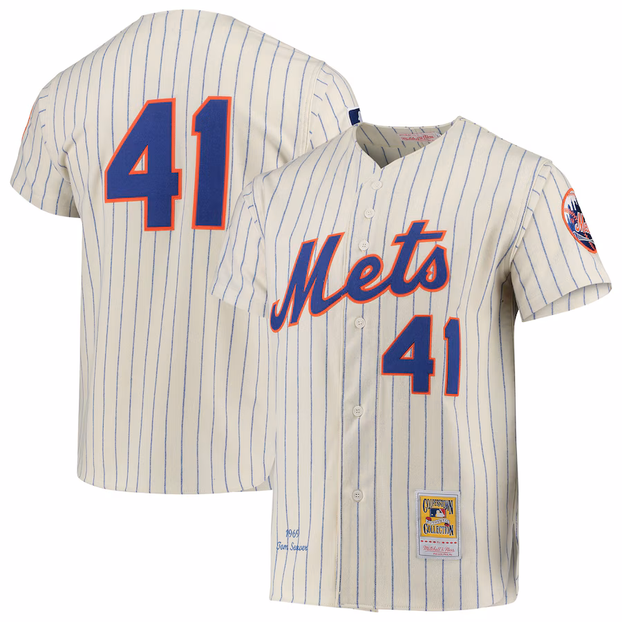 Men's New York Mets Tom Seaver Mitchell & Ness Cream 1969 Cooperstown Collection Authentic Jersey - Jersey