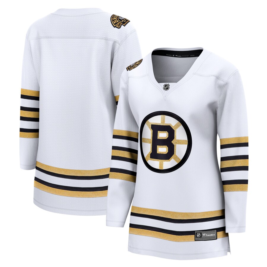 Women's Boston Bruins  Fanatics Branded White 100th Anniversary Premier Breakaway Jersey - Jersey
