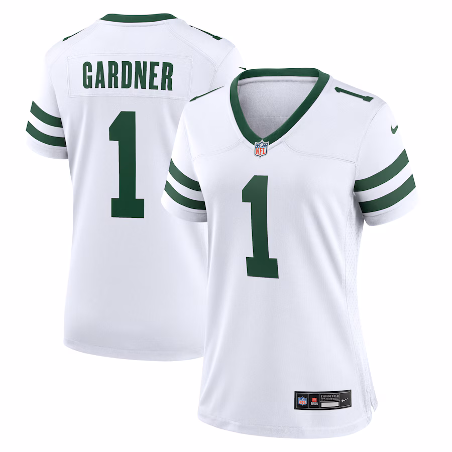 Women's New York Jets Ahmad Sauce Gardner Nike Legacy White Game Jersey - Jersey