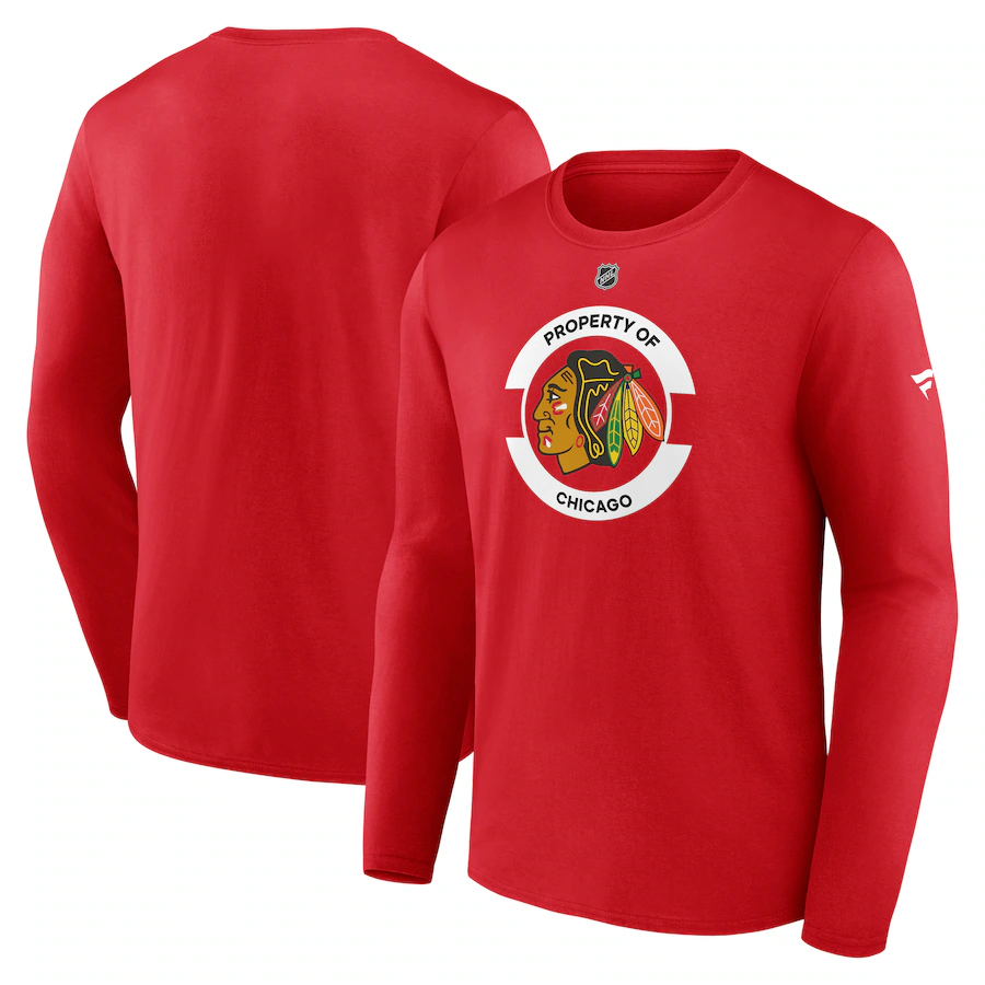 Men's Chicago Blackhawks Fanatics Red Authentic Pro Core Secondary Long Sleeve T-Shirt - Jersey