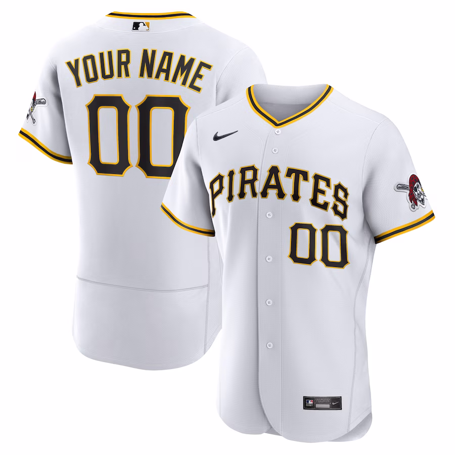 Men's Pittsburgh Pirates Nike White Home Authentic Custom Jersey - Jersey