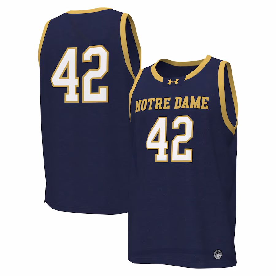 Men's Under Armour #42 Navy Notre Dame Fighting Irish Replica Basketball Jersey - Jersey