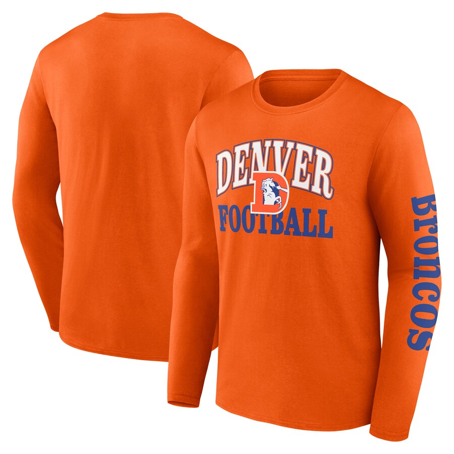 Men's Denver Broncos Fanatics Orange Vintage Combo Up Two Long Sleeve T-Shirt - Jersey