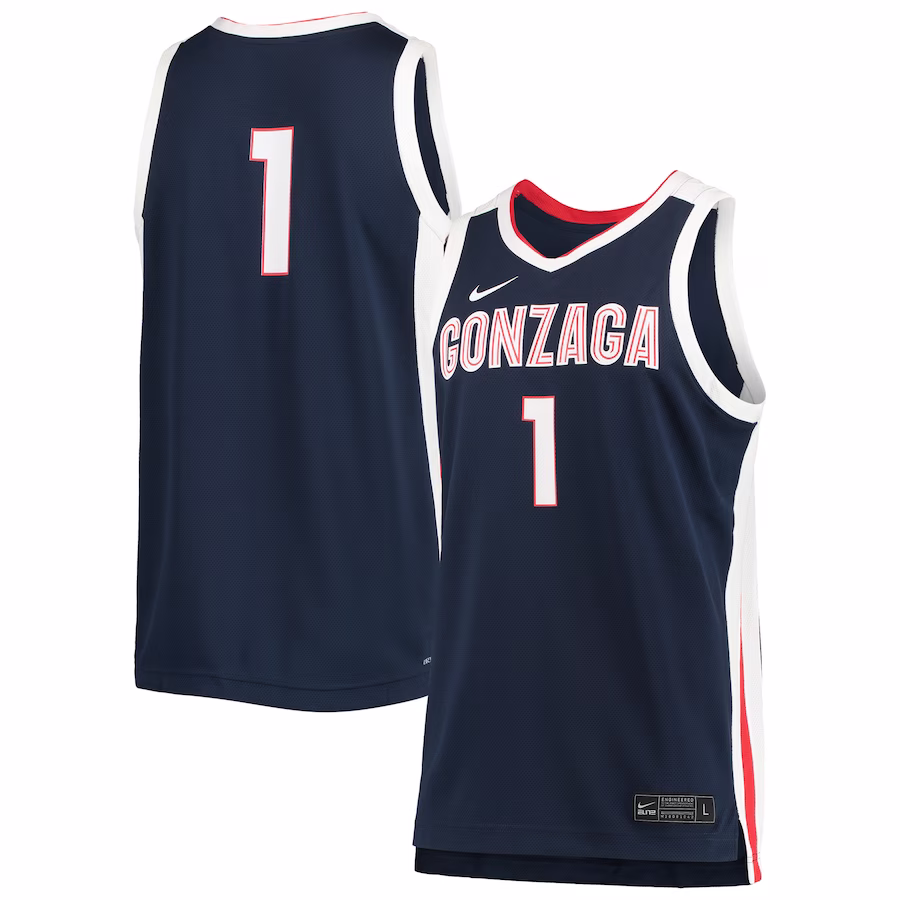 #1 Gonzaga Bulldogs Nike Replica Basketball Jersey - Navy - Jersey