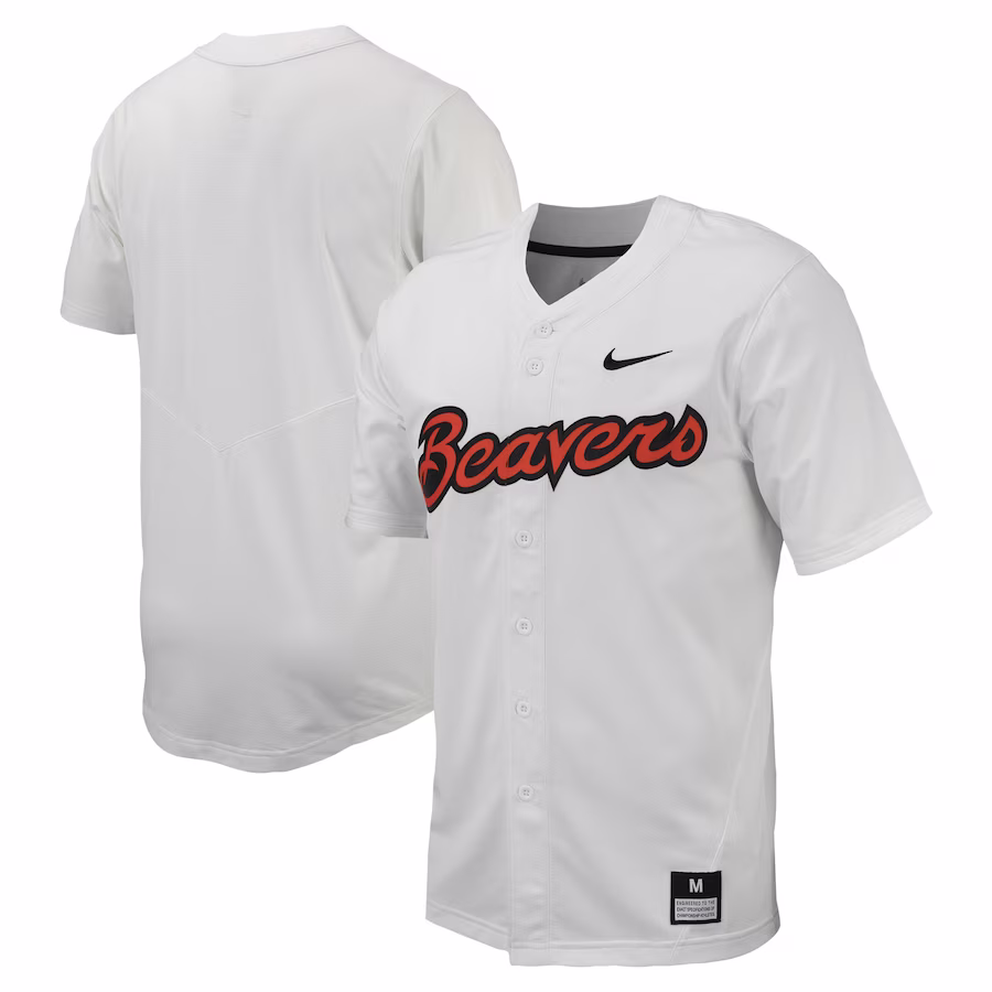 Oregon State Beavers Nike Replica Full-Button Baseball Jersey - White - Jersey