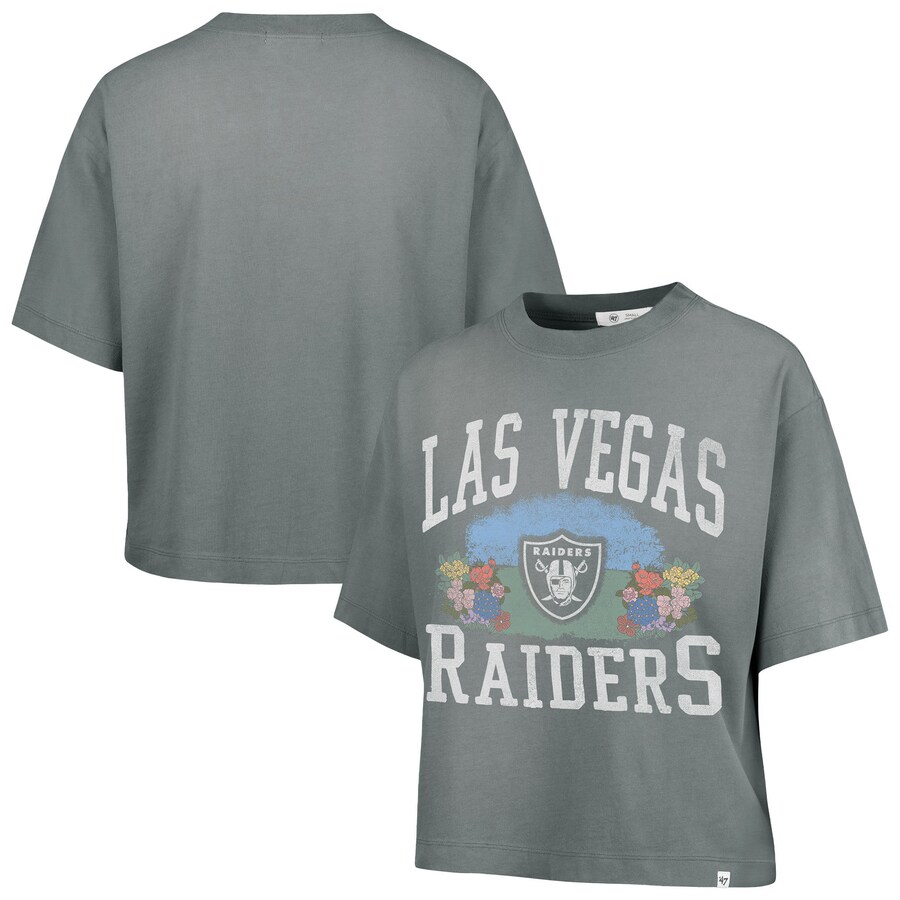 Women's Las Vegas Raiders  '47 Gray Florentina Montauk Cropped T-Shirt - Jersey