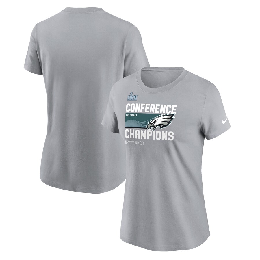 Women's Philadelphia Eagles Nike Gray 2022 NFC Champions Locker Room Trophy Collection T-Shirt - Jersey