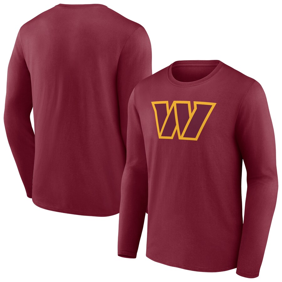 Men's Washington Commanders Burgundy Primary Team Logo Long Sleeve T-Shirt - Jersey
