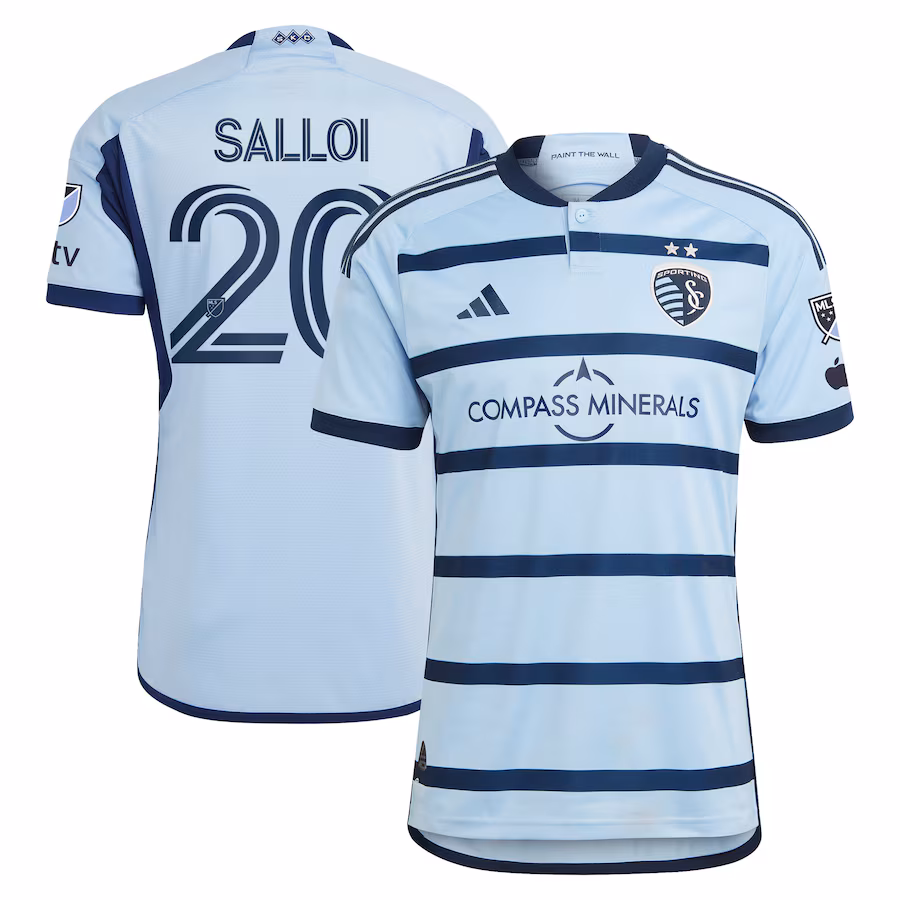 Men's Sporting Kansas City Daniel Salloi adidas Light Blue 2023 Hoops 4.0 Authentic Player Jersey - Jersey