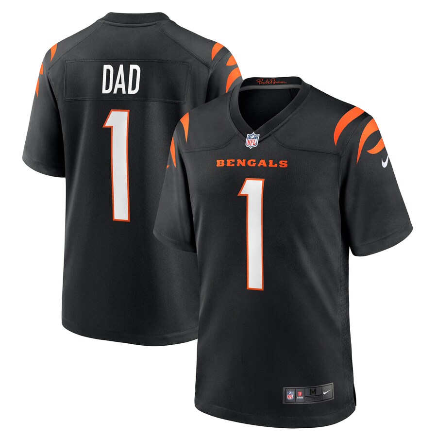 Men's Cincinnati Bengals Number 1 Dad Nike Black Game Jersey - Jersey