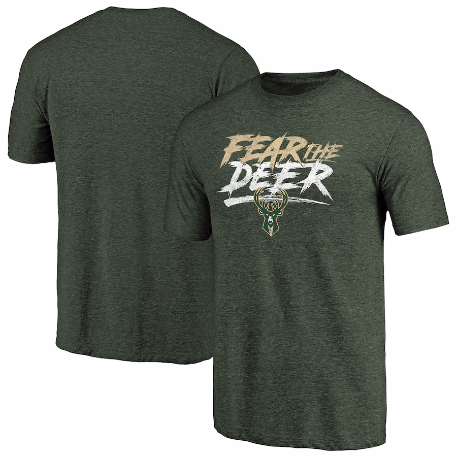 Men's Milwaukee Bucks Green Fear the Deer Hometown Collection Tri-Blend T-Shirt - Jersey