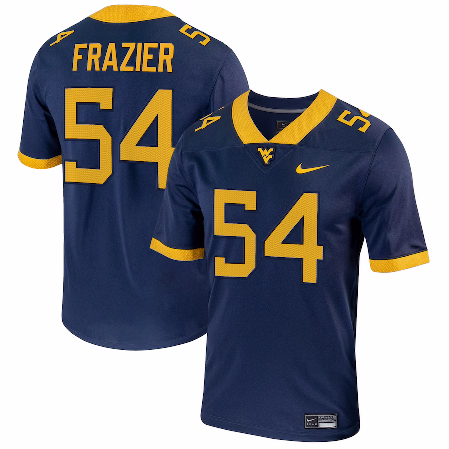 Zach Frazier West Virginia Mountaineers Nike  NIL Football Game Jersey – Navy - Jersey