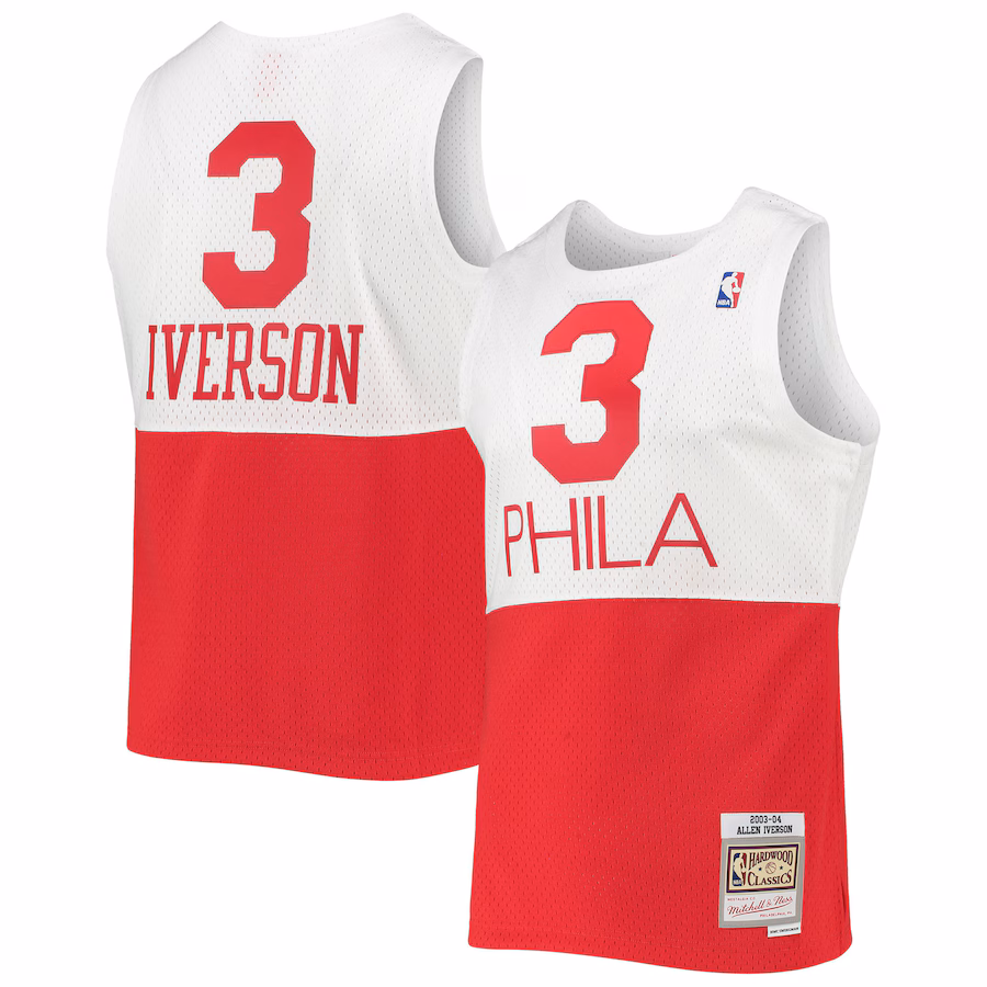 Men's Philadelphia 76ers Allen Iverson Mitchell & Ness White 2003/2004 Hardwood Classics Swingman Jersey - Jersey