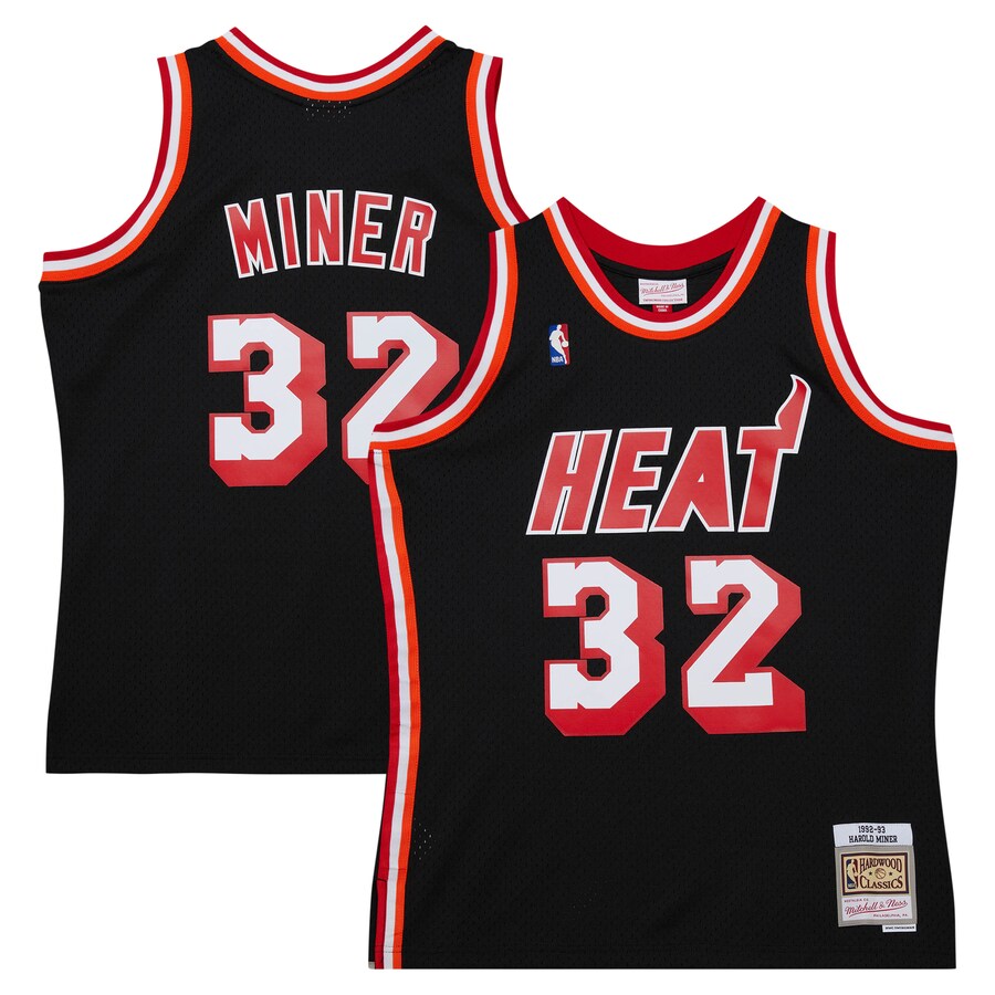 Men's Miami Heat Harold Miner Mitchell & Ness Black 1992/93 Hardwood Classics Swingman Throwback Jersey - Jersey